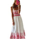 Women's Lace Up Printed Elastic Long Dress - EX-STOCK CANADA