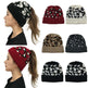 Women's Leopard Jacquard Ponytail Knitted Woolen Hat - EX-STOCK CANADA