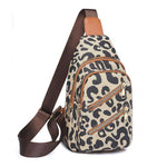 Women's Leopard Print Sling Chest Crossbody & Backpack Bag With Headphone Jack - EX-STOCK CANADA