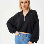 Women's Loose Casual Half Zipper Sweatshirt - EX-STOCK CANADA