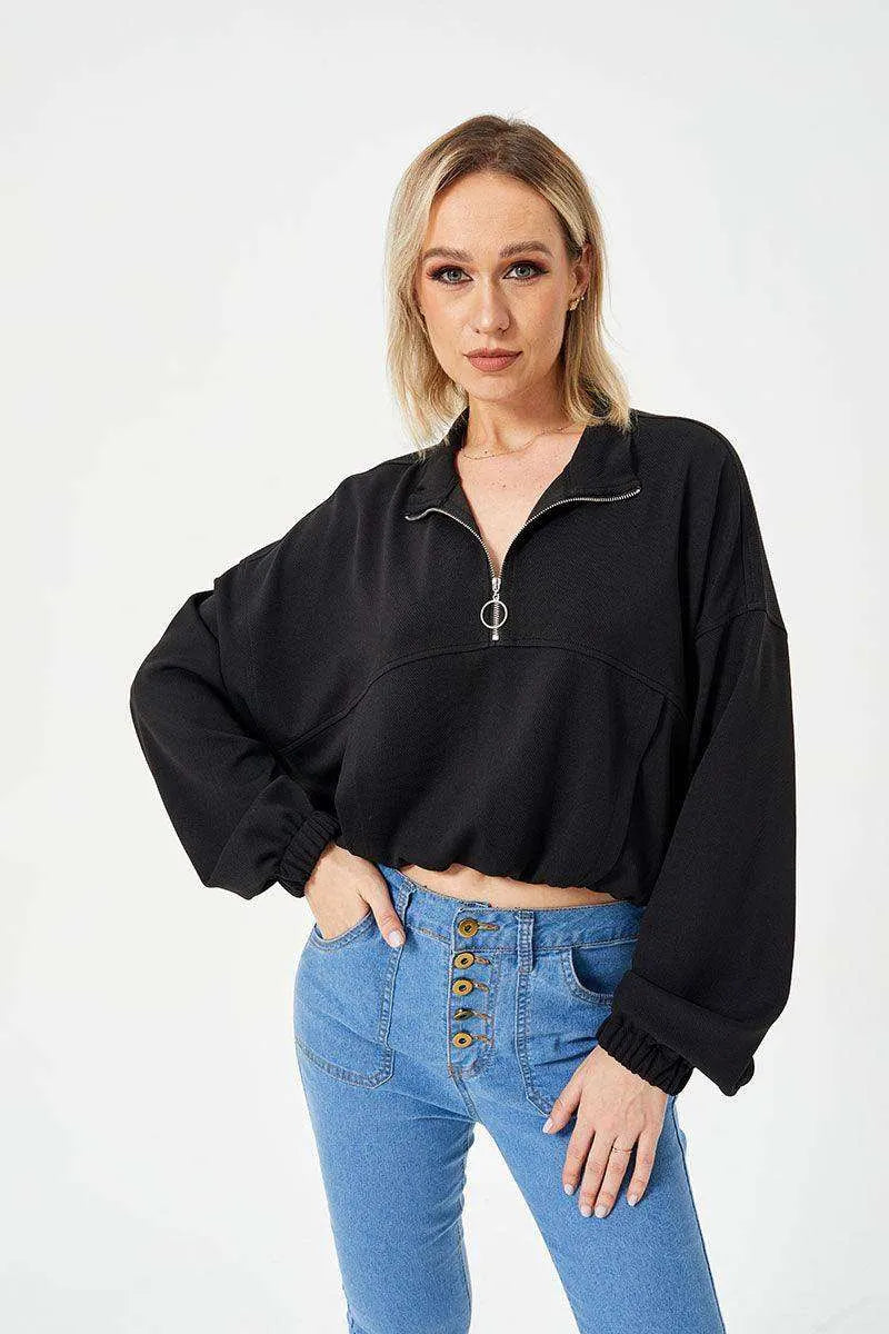 Women's Loose Casual Half Zipper Sweatshirt - EX-STOCK CANADA