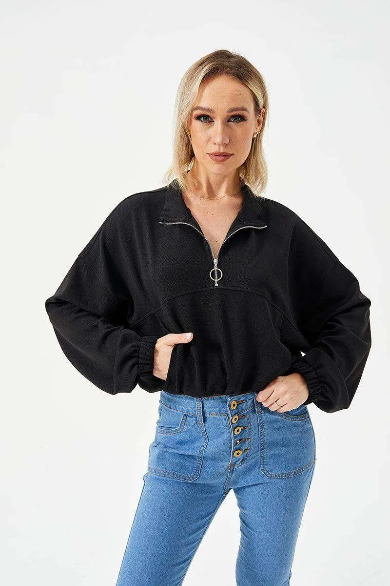 Women's Loose Casual Half Zipper Sweatshirt - EX-STOCK CANADA