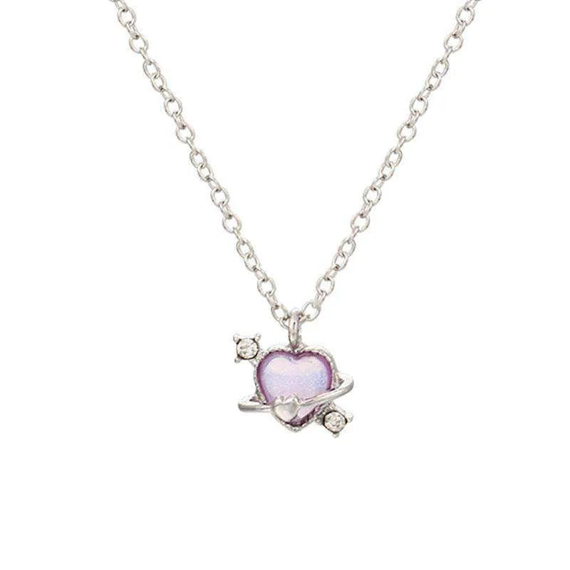 Women's Love Planet Pink Diamond Love Necklace - EX-STOCK CANADA