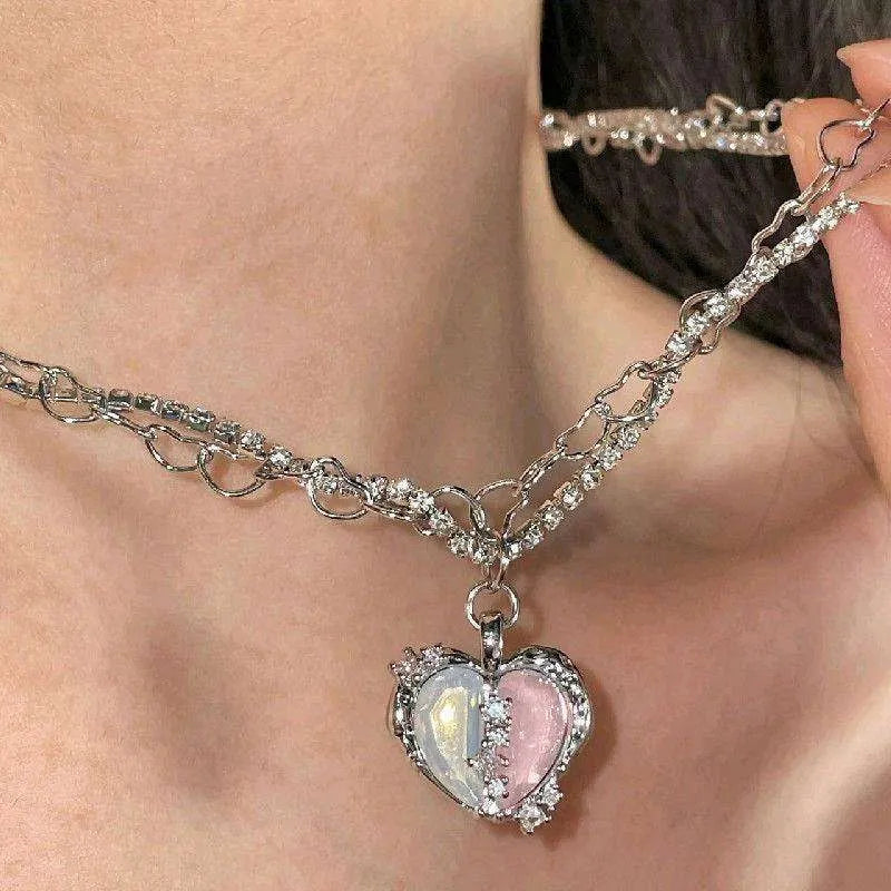 Women's Love Planet Pink Diamond Love Necklace - EX-STOCK CANADA