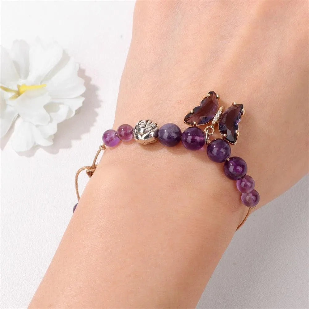 Women's Natural Stone Bracelet Amethyst - EX-STOCK CANADA