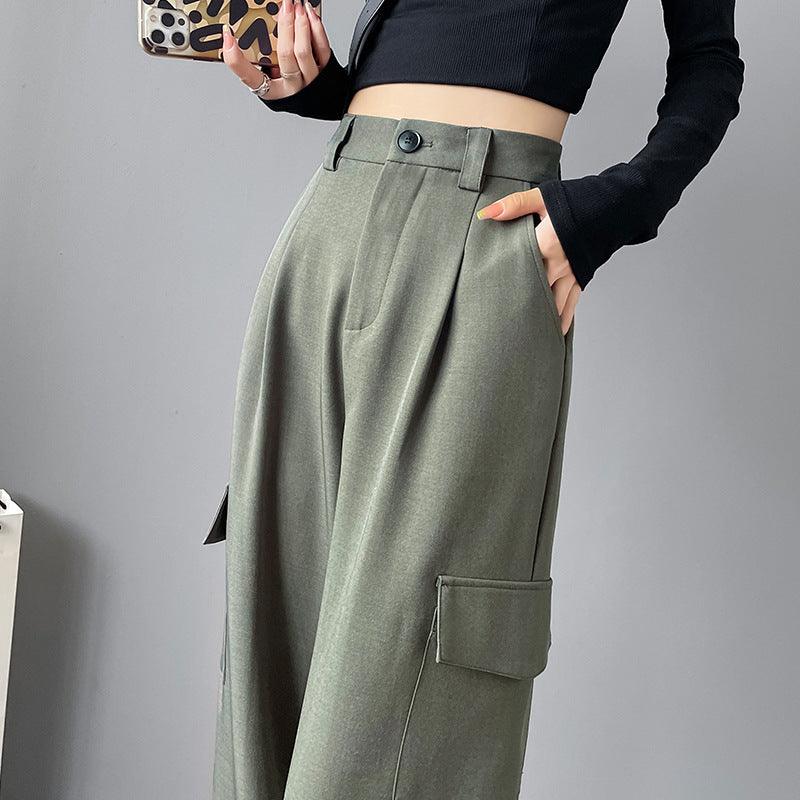 Women's Overalls High Waist Trousers Straight Casual Wide Leg Pants - EX-STOCK CANADA