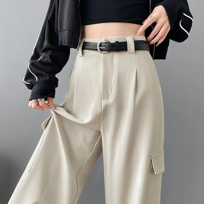 Women's Overalls High Waist Trousers Straight Casual Wide Leg Pants - EX-STOCK CANADA