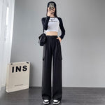 Women's Overalls High Waist Trousers Straight Casual Wide Leg Pants - EX-STOCK CANADA