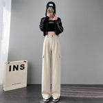 Women's Overalls High Waist Trousers Straight Casual Wide Leg Pants - EX-STOCK CANADA