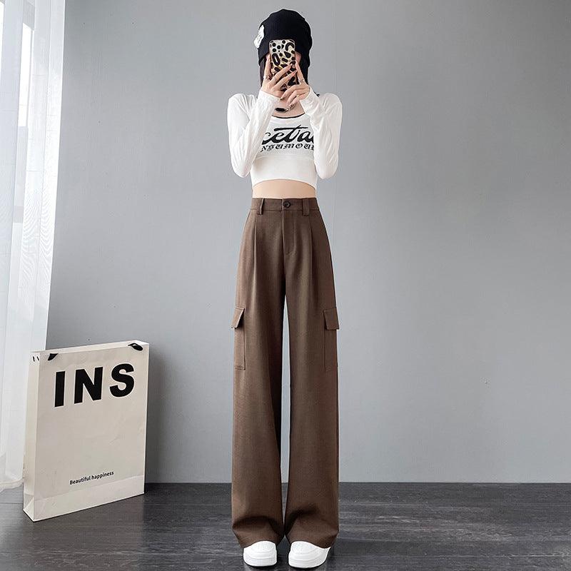 Women's Overalls High Waist Trousers Straight Casual Wide Leg Pants - EX-STOCK CANADA