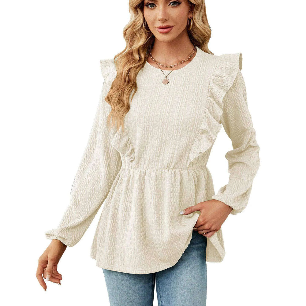 Women's Patchwork Round Neck Long-sleeved T-shirt Top - EX-STOCK CANADA