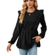 Women's Patchwork Round Neck Long-sleeved T-shirt Top - EX-STOCK CANADA