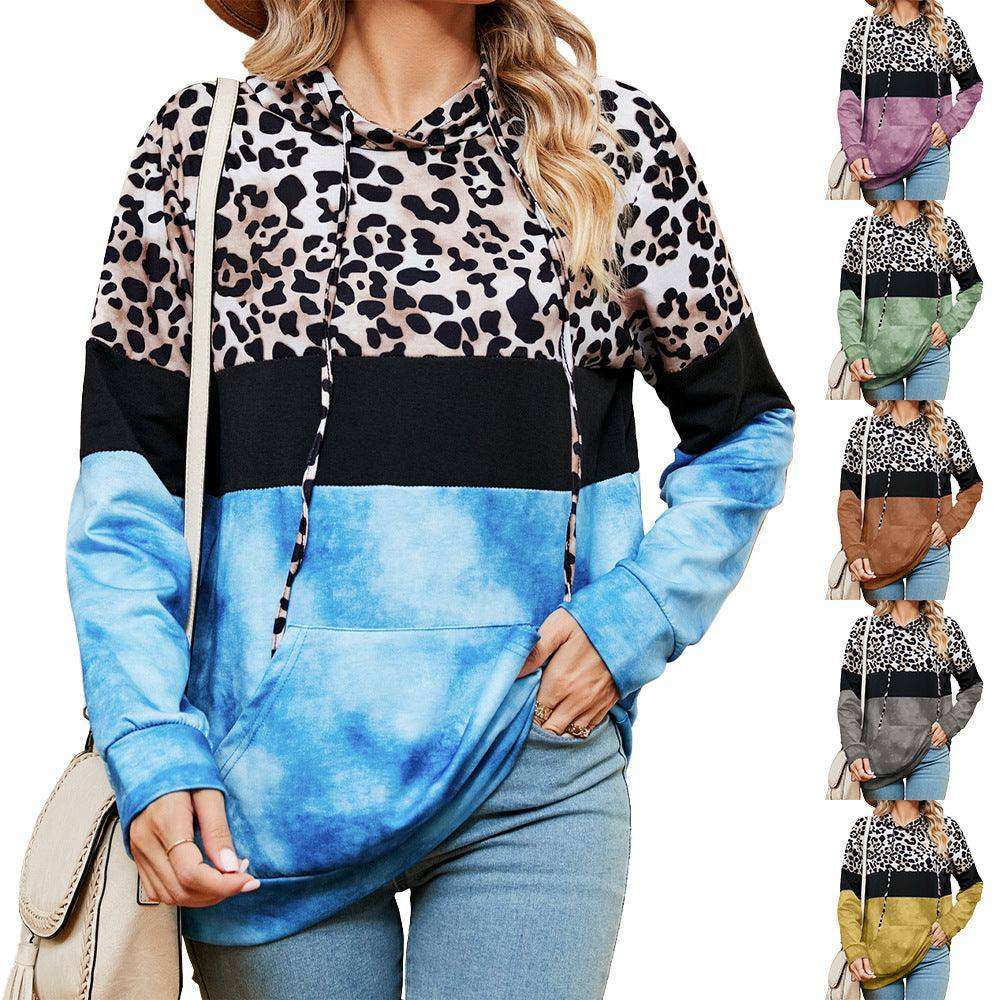 Women's Patchwork Tie-dyed Pocket Long Sleeve Sweater - EX-STOCK CANADA