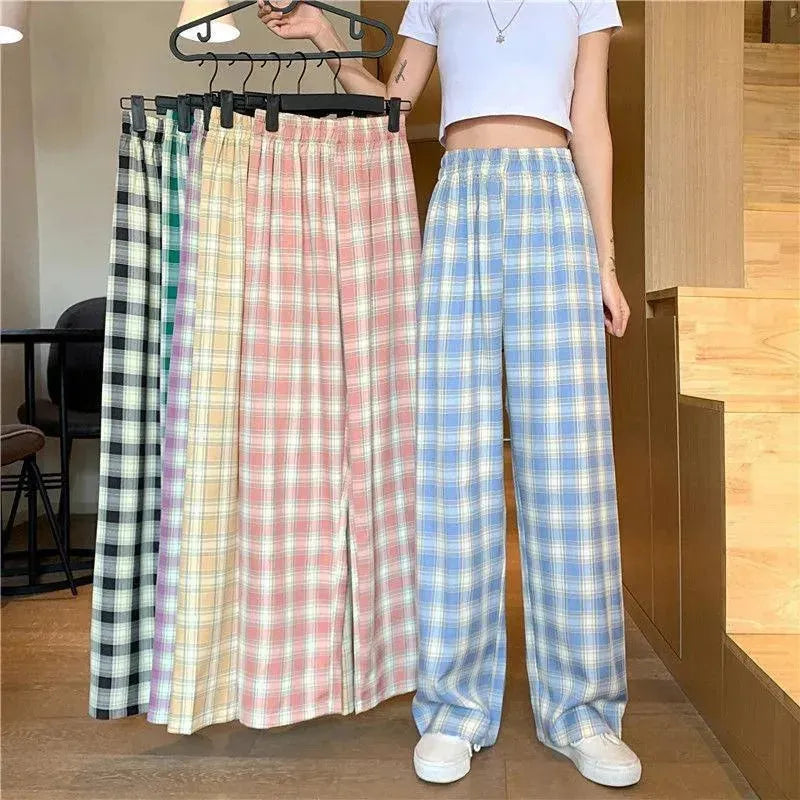 Women's Plaid Wide Leg Casual Pants - EX-STOCK CANADA