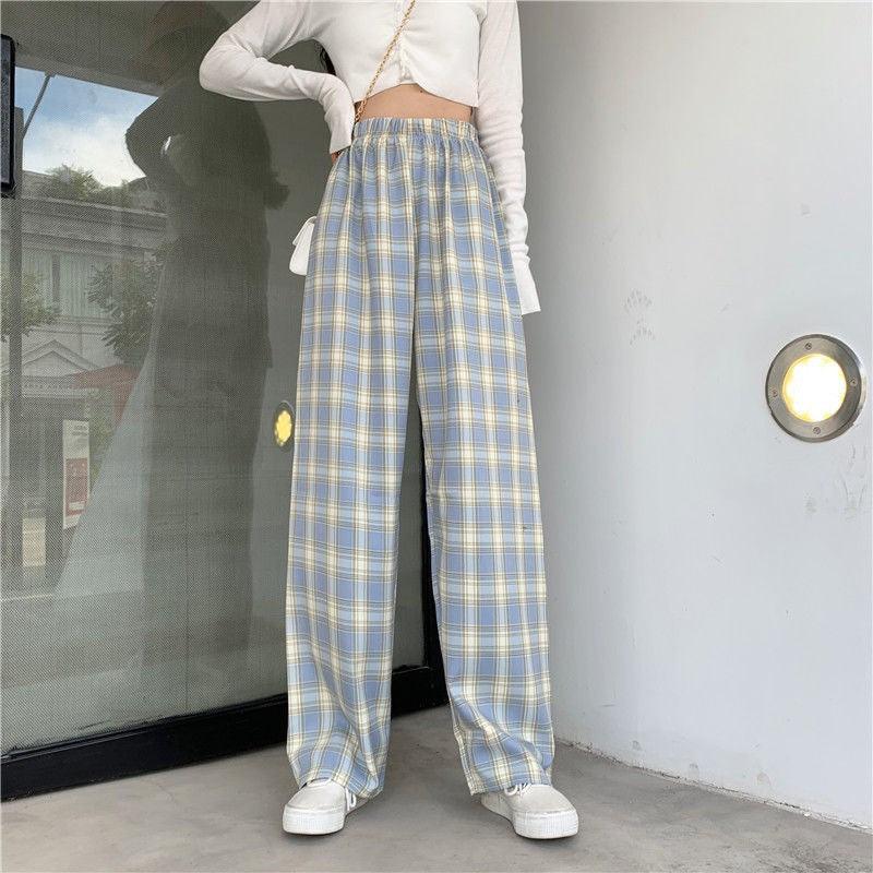 Women's Plaid Wide Leg Casual Pants - EX-STOCK CANADA