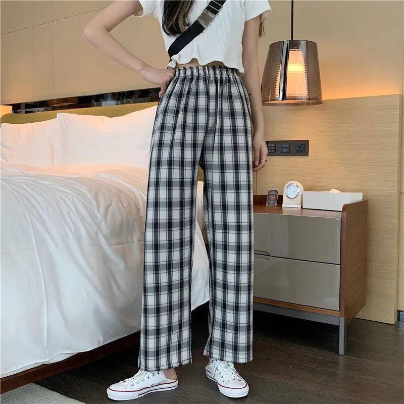 Women's Plaid Wide Leg Casual Pants - EX-STOCK CANADA