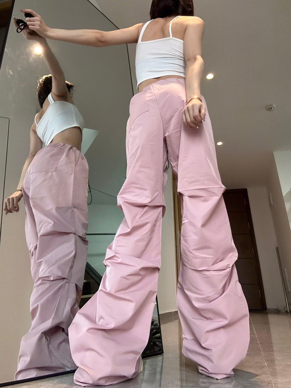 Women's Retro Pleated Pink Overalls - EX-STOCK CANADA