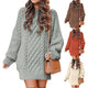 Women's Round Neck Long Sleeve Twisted Knitted Mid-length Dress Sweater - EX-STOCK CANADA