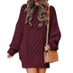 Women's Round Neck Long Sleeve Twisted Knitted Mid-length Dress Sweater - EX-STOCK CANADA