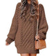 Women's Round Neck Long Sleeve Twisted Knitted Mid-length Dress Sweater - EX-STOCK CANADA