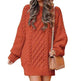 Women's Round Neck Long Sleeve Twisted Knitted Mid-length Dress Sweater - EX-STOCK CANADA