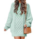 Women's Round Neck Long Sleeve Twisted Knitted Mid-length Dress Sweater - EX-STOCK CANADA