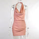 Women's Satin V Neck Backless No Sleeveless Summer Party Dress - EX-STOCK CANADA