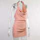 Women's Satin V Neck Backless No Sleeveless Summer Party Dress - EX-STOCK CANADA