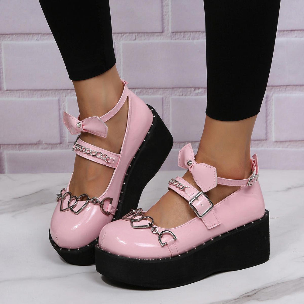 Women's Shoes Heightening Platform Chain Mary Jane High Heels - EX-STOCK CANADA