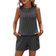 Women's Sleeveless Tank Top Shorts Striped Two-piece Suit - EX-STOCK CANADA