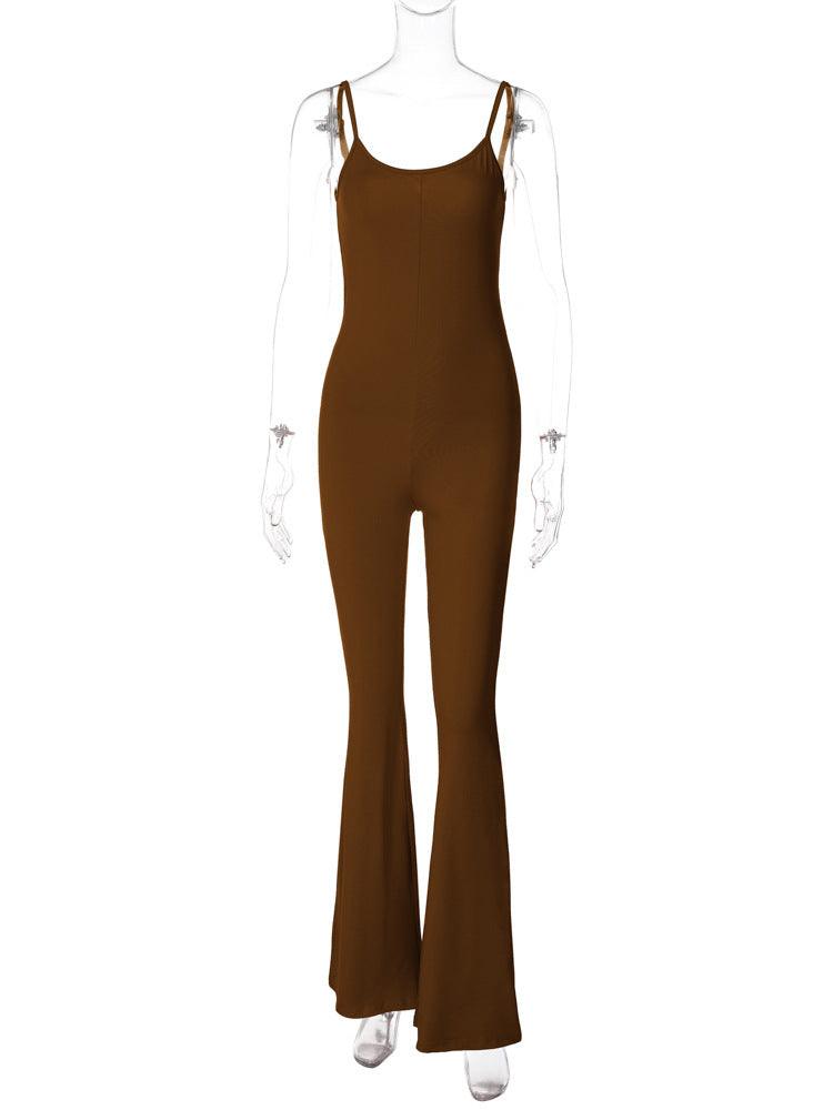 Women's Slim-fit Solid Color Suspender Jumpsuit - EX-STOCK CANADA