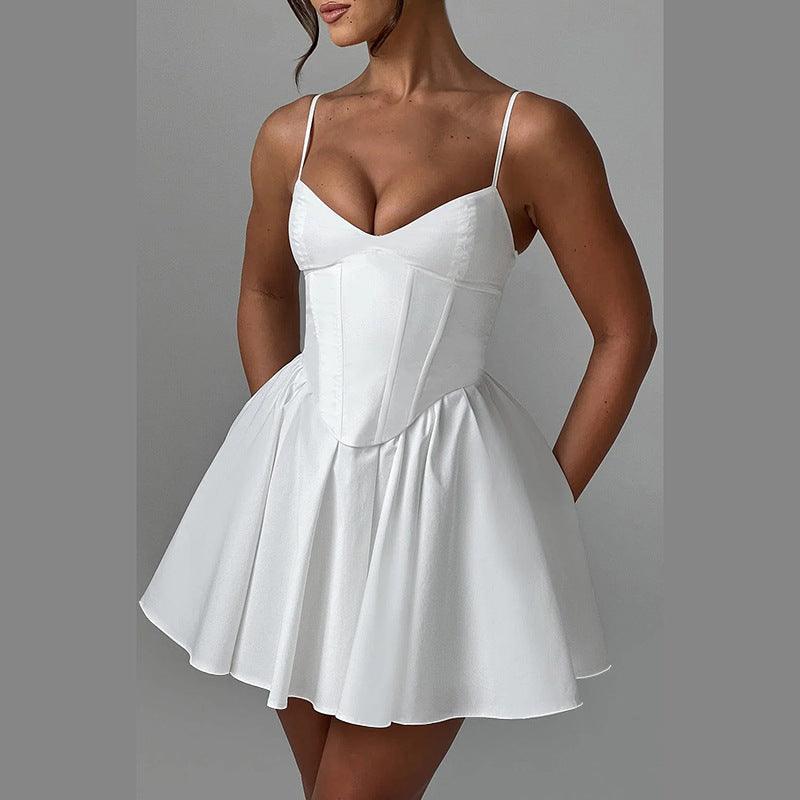 Women's Sling A- Line Sleeveless Sexy Mini Dress Clinched Waist Slim-fit - EX-STOCK CANADA