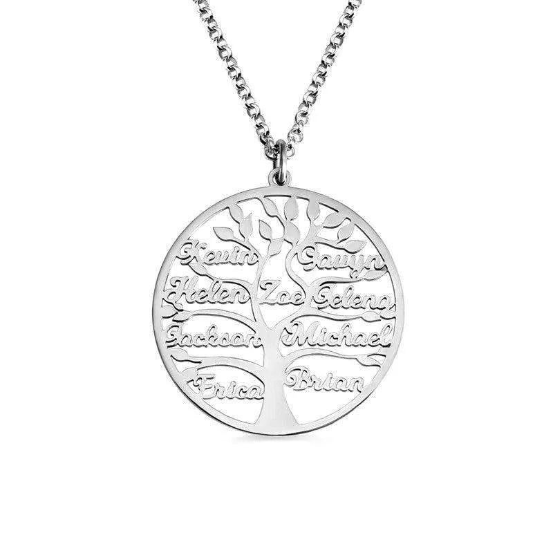 Women's Sliver Tree Of Life Stainless Steel Customized Necklace - EX-STOCK CANADA