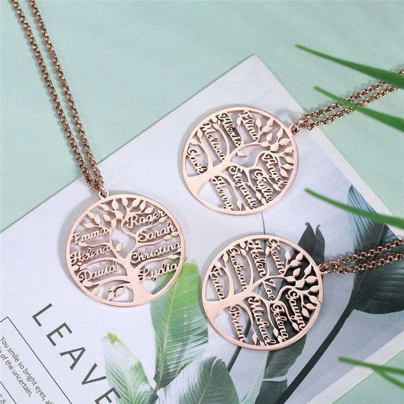 Women's Sliver Tree Of Life Stainless Steel Customized Necklace - EX-STOCK CANADA
