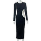 Women's Solid Color Long Sleeve O Neck Hollow Black Dress - EX-STOCK CANADA