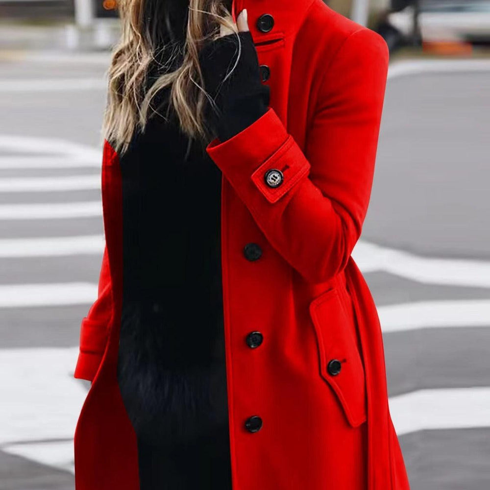 Women's Solid Color Slim-fit Woolen Coat - EX-STOCK CANADA