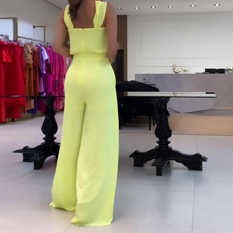 Women's Solid Color Wide Leg Jumpsuit - EX-STOCK CANADA