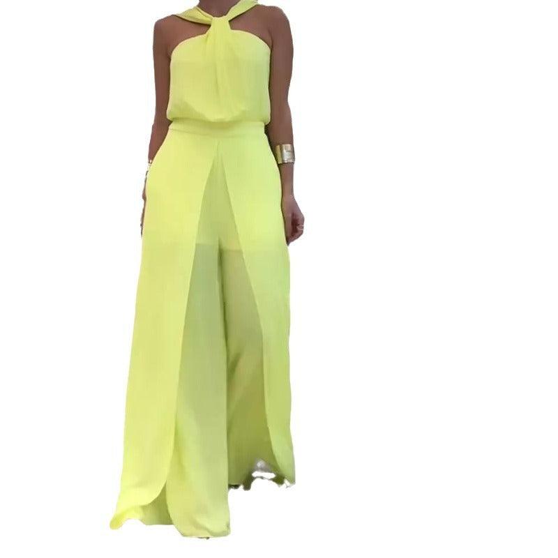 Women's Solid Color Wide Leg Jumpsuit - EX-STOCK CANADA