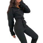 Women's Stand up Collar Cinched European And American Leisure Jumpsuit - EX-STOCK CANADA