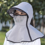 Women's Summer Wide Brim Biking Face-covering Mask Sun Protection Hat - EX-STOCK CANADA