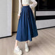 Women's Temperament High Waist Denim Pleated Mid-length Skirt - EX-STOCK CANADA