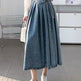 Women's Temperament High Waist Denim Pleated Mid-length Skirt - EX-STOCK CANADA