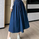 Women's Temperament High Waist Denim Pleated Mid-length Skirt - EX-STOCK CANADA