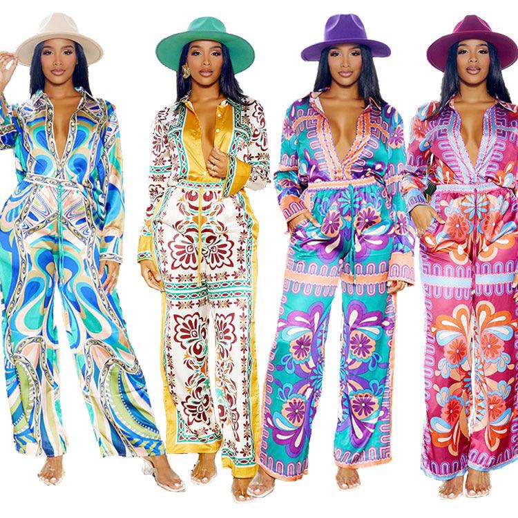 Women's Two-Piece suit Summer Set with Fashion Prints - EX-STOCK CANADA