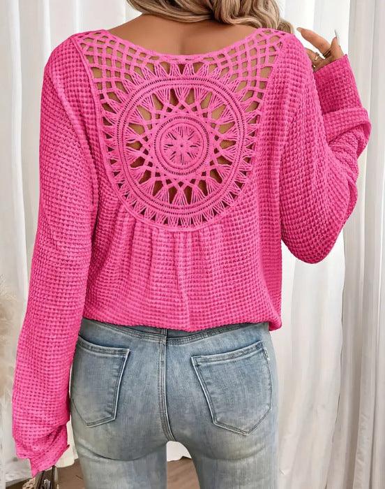 Women's V-neck Solid Color Fashion Knitted Blouse - EX-STOCK CANADA