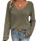 Women's V-neck Solid Color Fashion Knitted Blouse - EX-STOCK CANADA