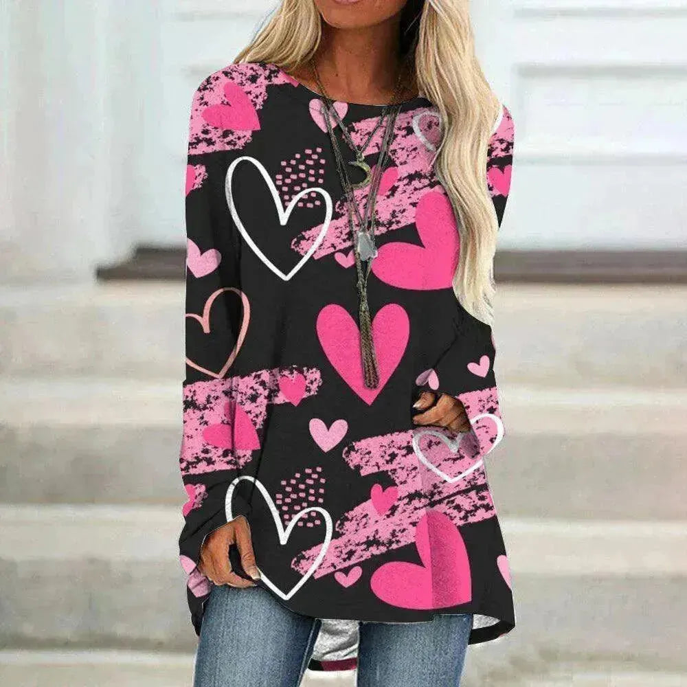 Women's Valentine's Day Love Print Long Sleeve T-shirt - EX-STOCK CANADA