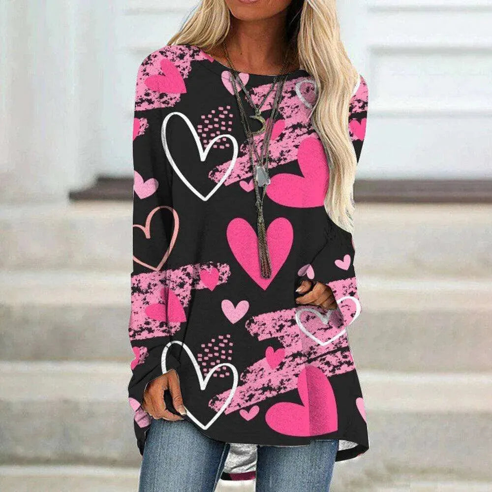 Women's Valentine's Day Love Print Long Sleeve T-shirt - EX-STOCK CANADA