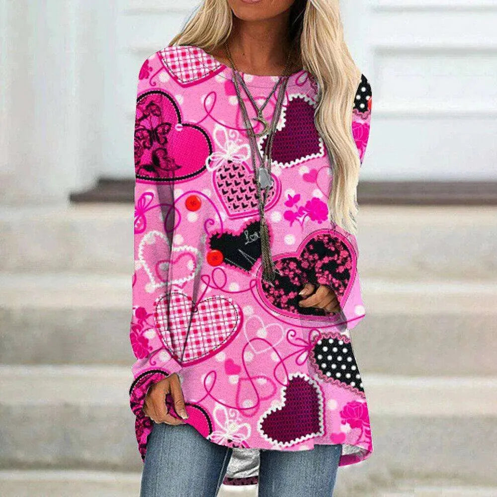 Women's Valentine's Day Love Print Long Sleeve T-shirt - EX-STOCK CANADA