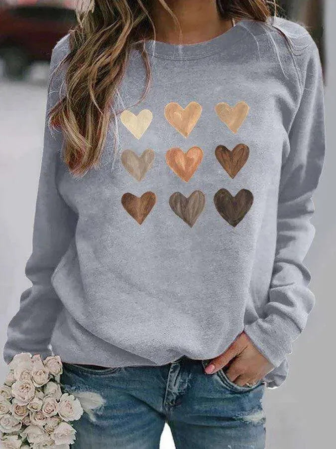 Women's Valentine's Day Printed Round Neck Sweater - EX-STOCK CANADA